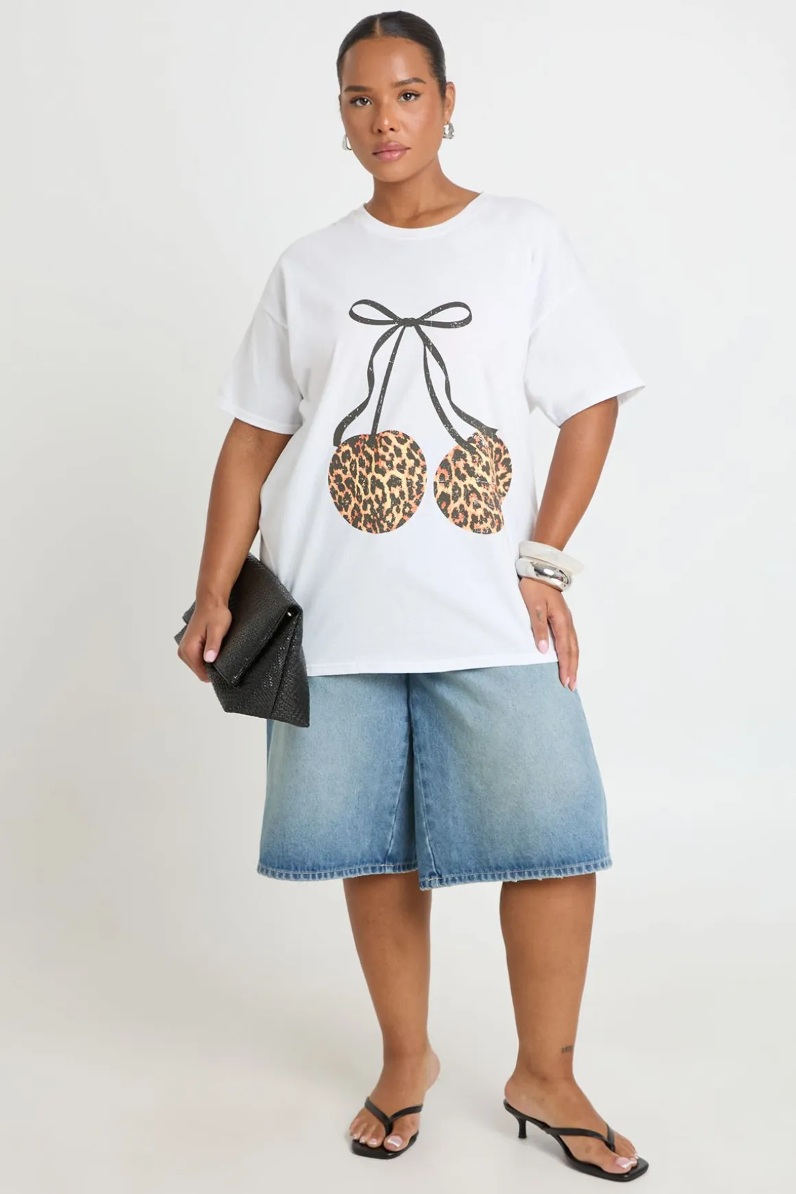 T-shirt Grande Taille Imprimé Cerises Léopard