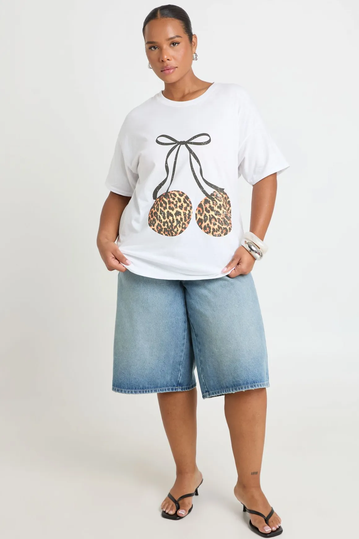 T-shirt Grande Taille Imprimé Cerises Léopard