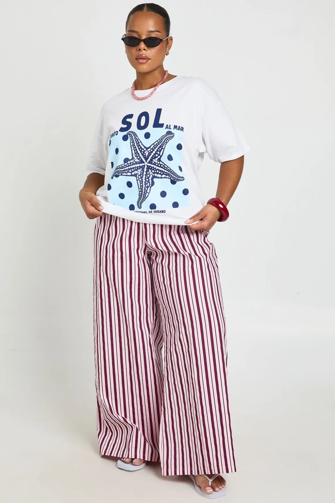 T-shirt Grande Taille Imprimé À Pois Sol