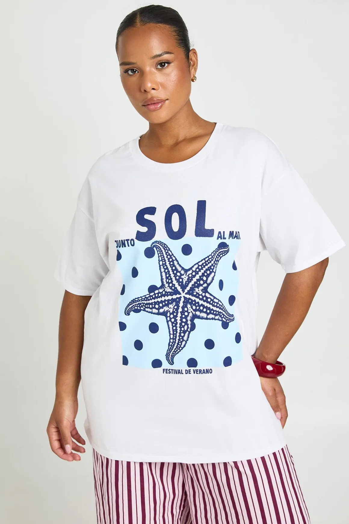 T-shirt Grande Taille Imprimé À Pois Sol