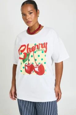T-shirt Grande Taille Imprimé Pois Et Cerises