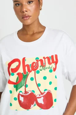T-shirt Grande Taille Imprimé Pois Et Cerises