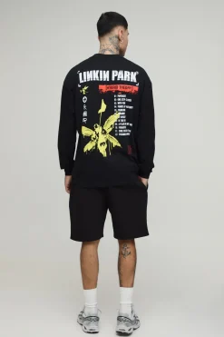 T-shirt Grande Taille Manches Longues Coupe Regular Imprimé Sous Licence Linkin Park