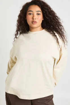 T-shirt Grande Taille À Manches Longues Basique Plus