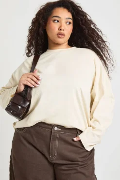 T-shirt Grande Taille À Manches Longues Basique Plus
