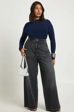 boohoo T-Shirt Grande Taille à Manches Longues Double Épaisseur Soyeux<Femme Tops