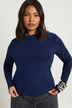 boohoo T-Shirt Grande Taille à Manches Longues Double Épaisseur Soyeux<Femme Tops