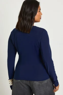boohoo T-Shirt Grande Taille à Manches Longues Double Épaisseur Soyeux<Femme Tops
