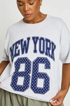 T-shirt Grande Taille New York Imprimé À Pois