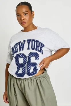 T-shirt Grande Taille New York Imprimé À Pois