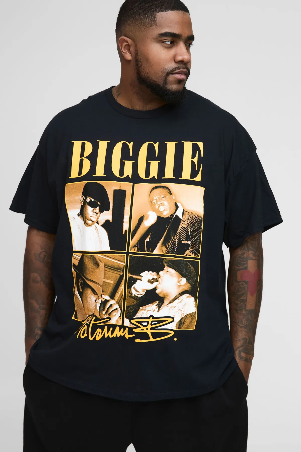 boohooMAN T-shirt grande taille Notorious BIG sous licence<Homme T-Shirts Impriméstendances|T-Shirts