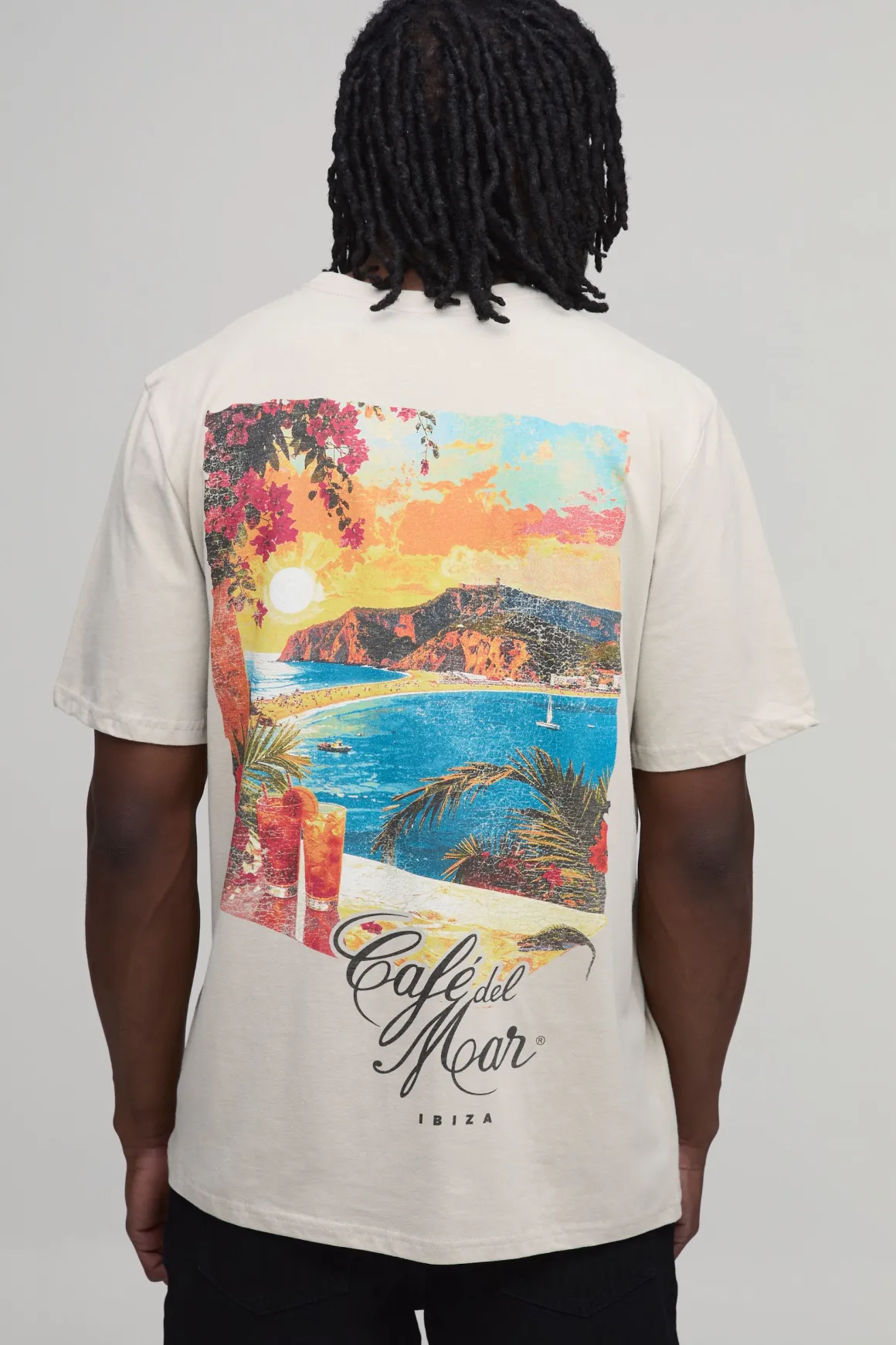 T-shirt Grande Taille Oversize Imprimé Sous Licence Cafe Del Mar