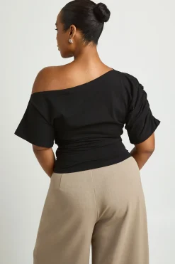 T-shirt Grande Taille À Épaules Dénudées Et Fronces