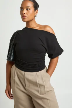 T-shirt Grande Taille À Épaules Dénudées Et Fronces