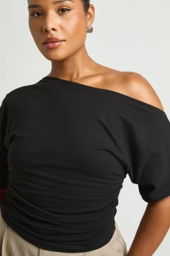 T-shirt Grande Taille À Épaules Dénudées Et Fronces