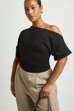 T-shirt Grande Taille À Épaules Dénudées Et Fronces