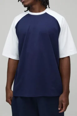 boohooMAN T-shirt Grande Taille Raglan Oversize À Manches Courtes<Homme T-Shirts