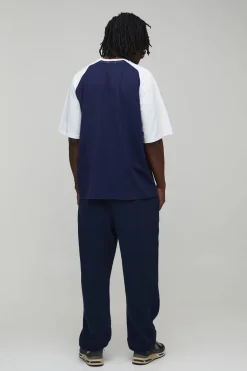 boohooMAN T-shirt Grande Taille Raglan Oversize À Manches Courtes<Homme T-Shirts