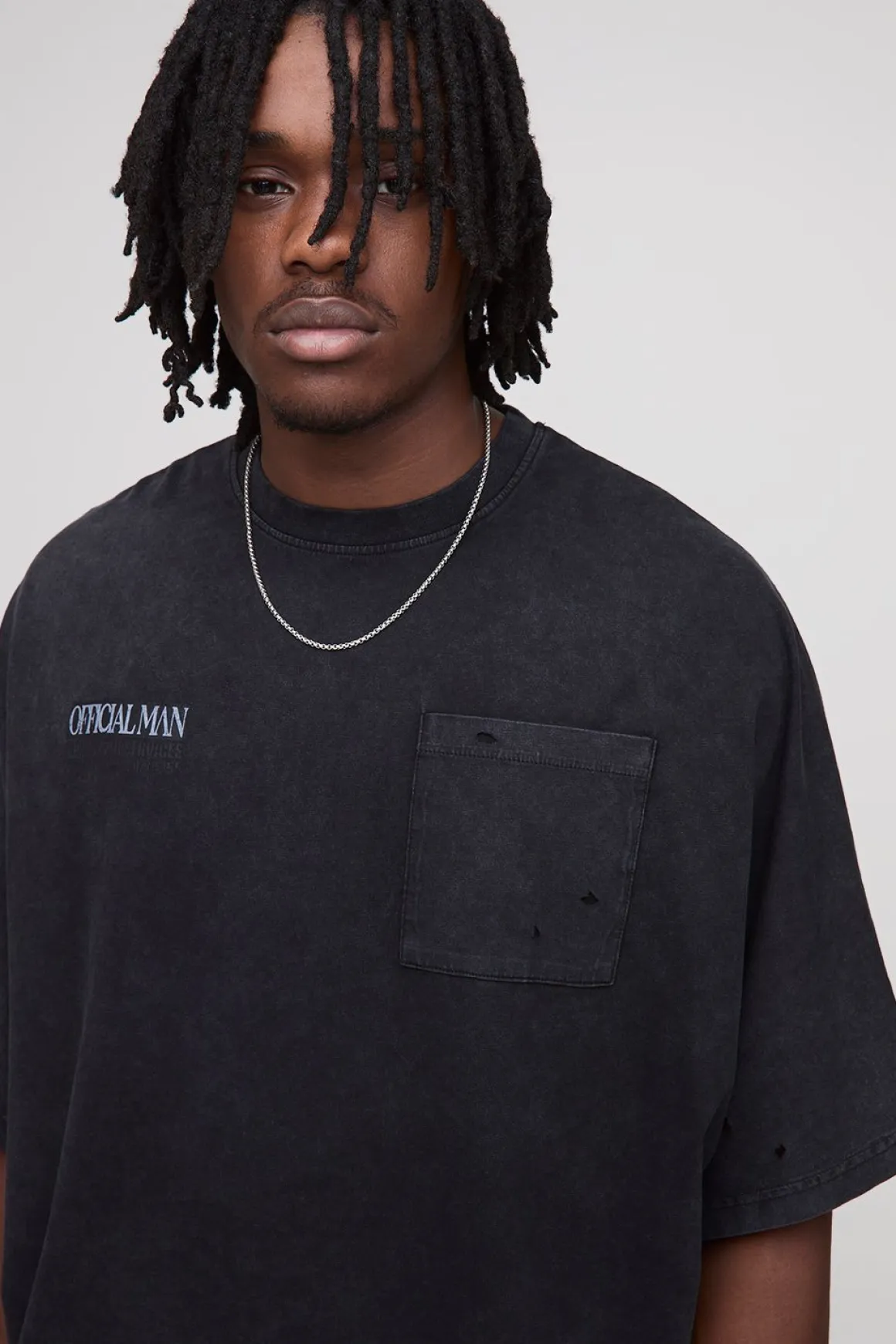 T-shirt grande taille, surdimensionné, de coupe carrée aux manches chauve-souris, en tissu épais, lavé et effet usé, orné d'un slogan et d'une poche