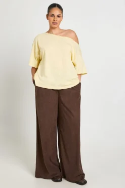 boohoo T-shirt Grande Taille Transparent Slub Épaules Dénudées Coupe Oversize<Femme Tops