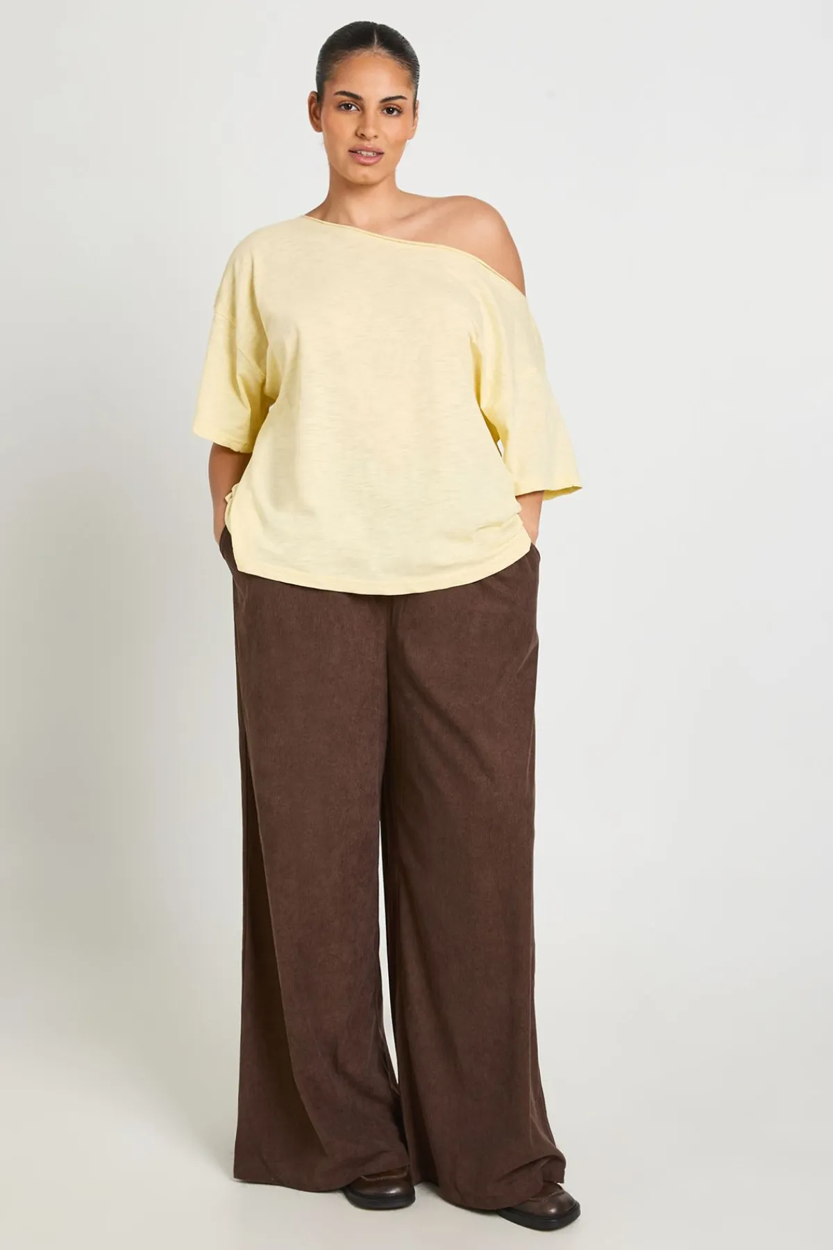 boohoo T-shirt Grande Taille Transparent Slub Épaules Dénudées Coupe Oversize<Femme Tops