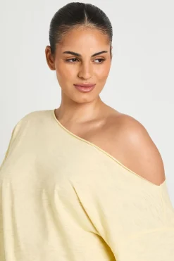 boohoo T-shirt Grande Taille Transparent Slub Épaules Dénudées Coupe Oversize<Femme Tops