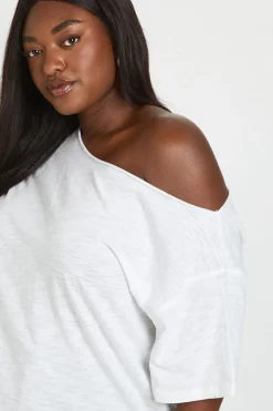 boohoo T-shirt Grande Taille Transparent Slub À Épaules Dénudées Coupe Oversize<Femme Tops