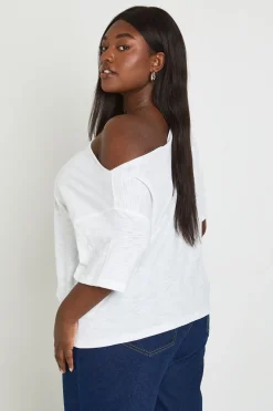 boohoo T-shirt Grande Taille Transparent Slub À Épaules Dénudées Coupe Oversize<Femme Tops