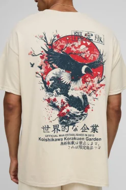 T-shirt graphique avec un oiseau surdimensionné