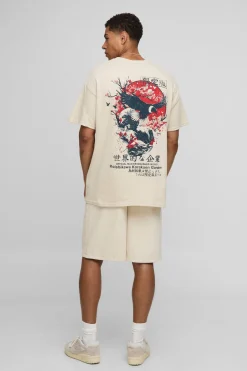 T-shirt graphique avec un oiseau surdimensionné