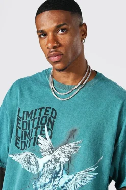 boohooMAN T-Shirt Graphique Colombe Délavé Coupe Oversize<Homme T-Shirts Impriméstendances|T-Shirts