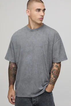 boohooMAN T-shirt Graphique Colombe Oversize Gris Anthracite Délavé Acide<Homme T-Shirts Impriméstendances|T-Shirts