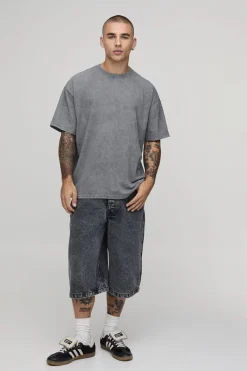 boohooMAN T-shirt Graphique Colombe Oversize Gris Anthracite Délavé Acide<Homme T-Shirts Impriméstendances|T-Shirts