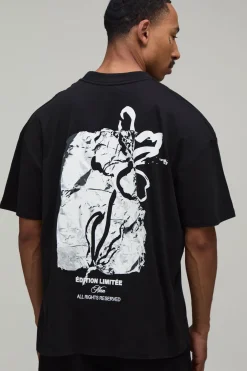 T-shirt Graphique Floral Monochrome Oversize