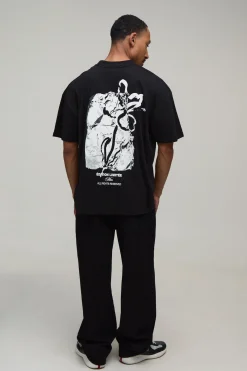 T-shirt Graphique Floral Monochrome Oversize