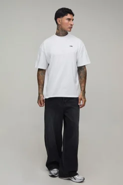 boohooMAN T-shirt Graphique Floral Script Man Oversize Tall<Homme Tout Afficher|Tenues De Soirée Tall