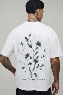 boohooMAN T-shirt Graphique Floral Script Man Oversize Tall<Homme Tout Afficher|Tenues De Soirée Tall