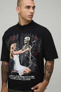 boohooMAN T-shirt Graphique Gothique Ample Oversize<Homme T-Shirts Impriméstendances|T-Shirts