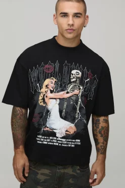 boohooMAN T-shirt Graphique Gothique Ample Oversize<Homme T-Shirts Impriméstendances|T-Shirts