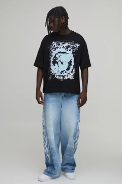 T-shirt Graphique Homme Oversize Boxy En Coton Épais