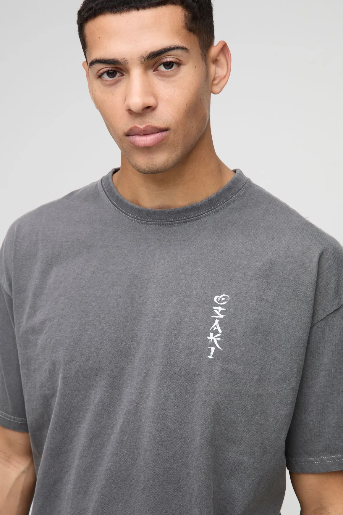 T-Shirt Graphique Japonais Délavé Oversize