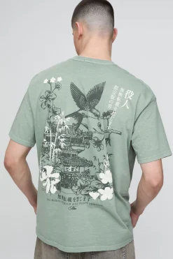 T-shirt Graphique Kaki Oversize Imprimé Synthétiqueff Kyoto