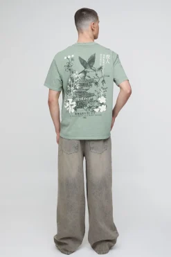 T-shirt Graphique Kaki Oversize Imprimé Synthétiqueff Kyoto