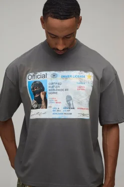 T-shirt Graphique Licence Oversize Boxy Anthracite