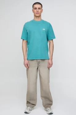 T-shirt Graphique Montagne De Kyoto Oversize Vert Délavé