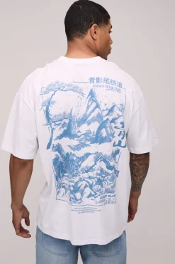 T-shirt graphique montagne de Kyoto oversize