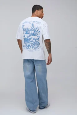 T-shirt graphique montagne de Kyoto oversize