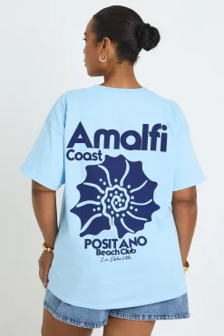 T-shirt Graphique Oversize Grande Taille Motif Coquillage Côte Amalfitaine