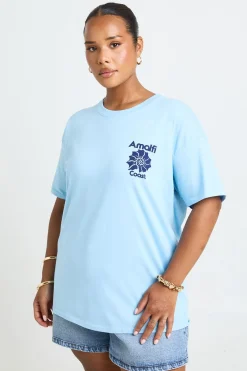 T-shirt Graphique Oversize Grande Taille Motif Coquillage Côte Amalfitaine