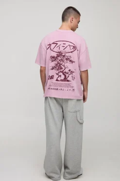 boohooMAN T-shirt graphique oversize lavé à motif d'arbre bonsaï<Homme T-Shirts Impriméstendances|T-Shirts